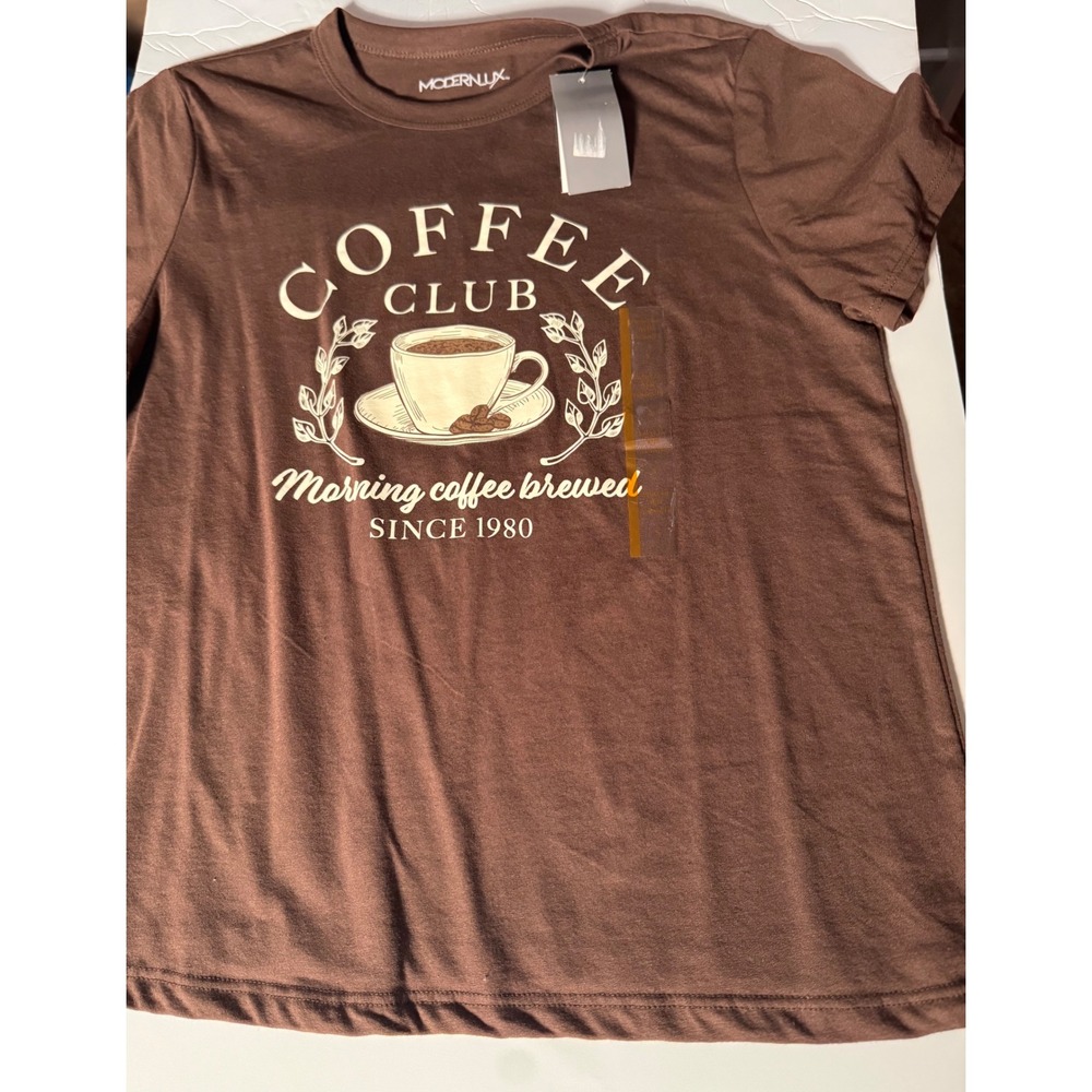 Modern Lux Coffee Club Graphic Tee Brown Small